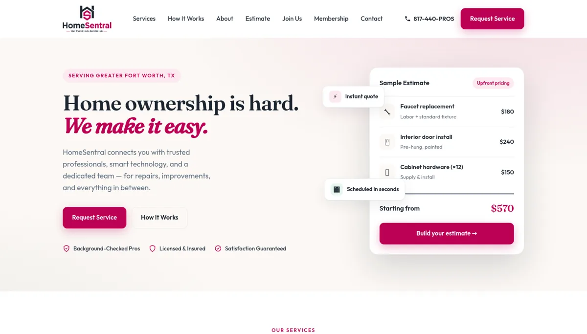The HomeSentral website